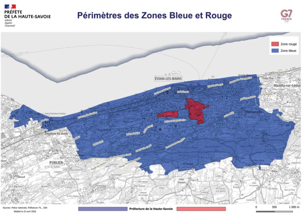 Périmètre des Zones Bleue et Rouge